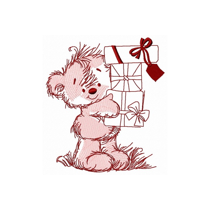 Happy birthday, teddy bear 2 embroidery design - Embroidery Design