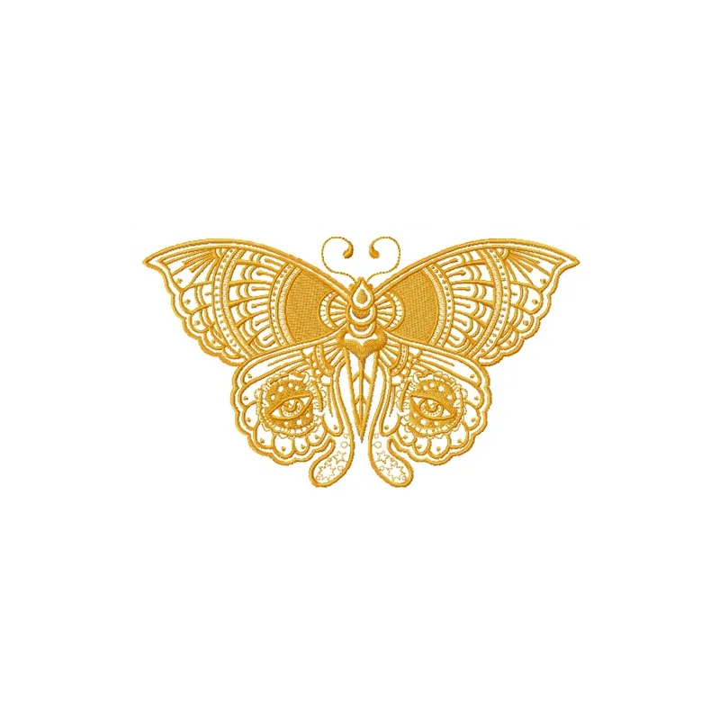 Sad eyes butterfly embroidery design featuring delicate stitching patterns for creative projects.