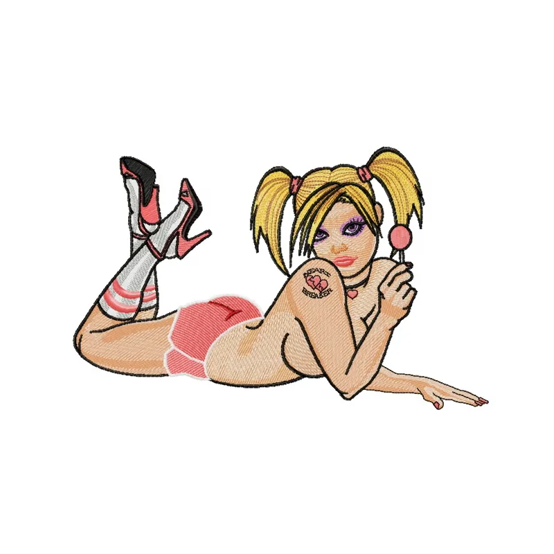 Heart breaker 2 embroidery design showcasing a stylish stitched motif, perfect for girls and women's apparel.