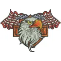 Harley and eagle embroidery design showcasing a detailed motorcycle-themed stitched motif for various projects.