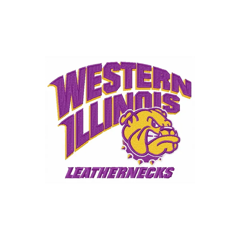 Western Illinois Leathernecks logo embroidery design preview, showcasing detailed stitching for sports enthusiasts.