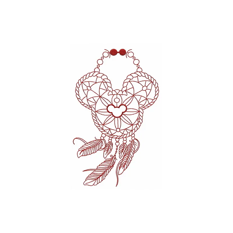 Mickey Mouse dreamcatcher embroidery design featuring intricate Native American motifs for creative stitching projects.