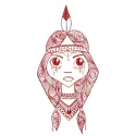 Preview of a Native American girl embroidery design featuring intricate details and vibrant colors.