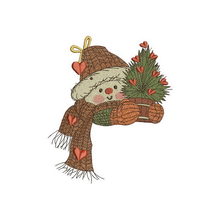 Snowman in love 2 embroidery design - Embroidery Design