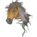 Preview of Native American's horse embroidery design showcasing intricate stitching patterns for creative projects.