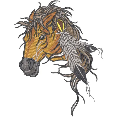 Preview of Native American's horse embroidery design showcasing intricate stitching patterns for creative projects.