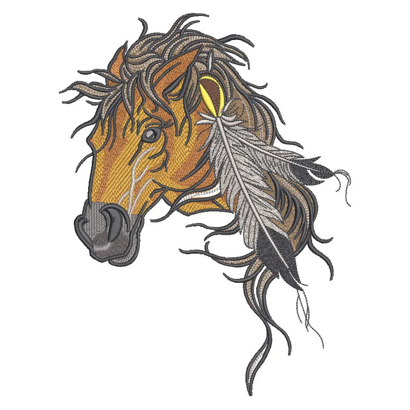 Preview of Native American's horse embroidery design showcasing intricate stitching patterns for creative projects.