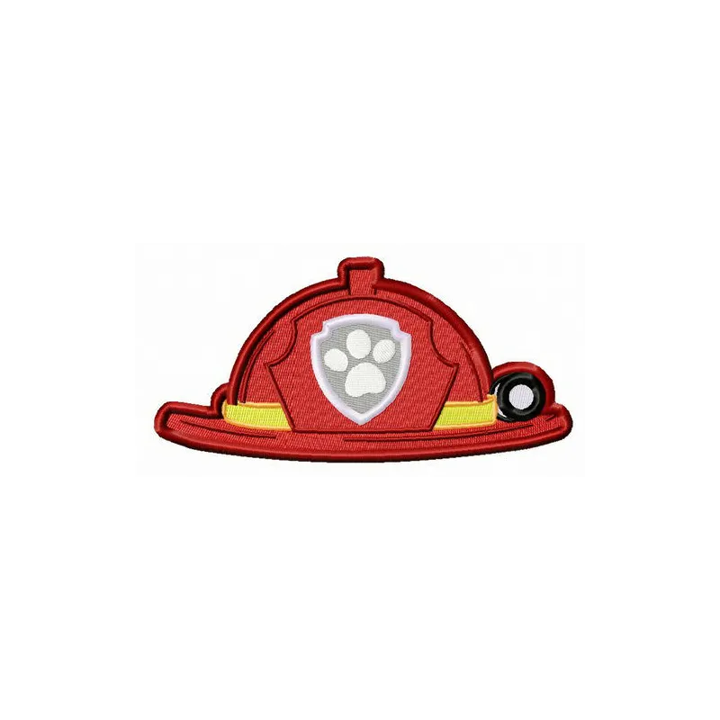 Preview of a fireman's helmet embroidery design from the Paw Patrol collection, ideal for creative stitching projects.