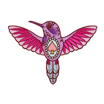Humming-bird of spades 2 embroidery design showcasing a delicate bird motif suitable for various fabrics.