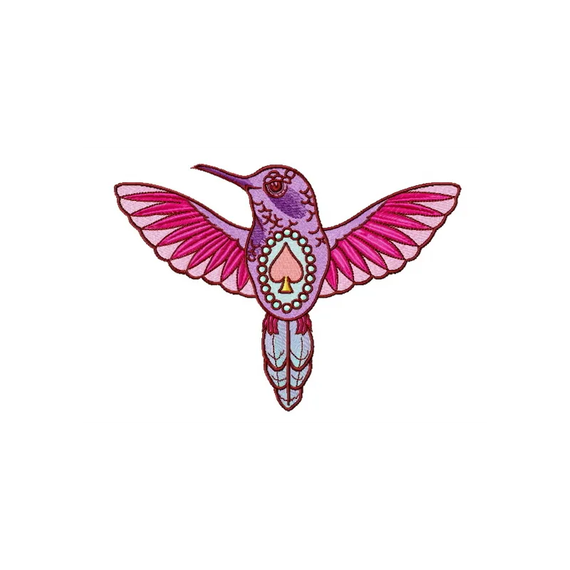 Humming-bird of spades 2 embroidery design showcasing a delicate bird motif suitable for various fabrics.