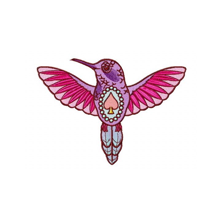 Humming-bird of spades 2 embroidery design - Embroidery Design