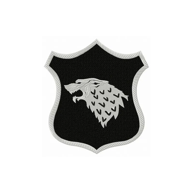 Stark shield embroidery design inspired by Game of Thrones, showcasing intricate stitching patterns.