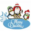 Penguin's Christmas embroidery design featuring a cheerful penguin in a festive scarf, ideal for holiday projects.