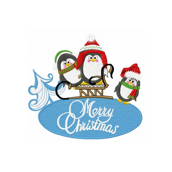 Penguin's Christmas embroidery design - Embroidery Design