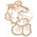 Sketch of a teddy bear enjoying a cupcake, featured in an adorable embroidery design for crafters.