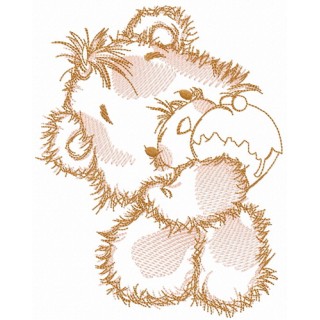 Teddy bear eats cupcake sketch embroidery design - Embroidery Design