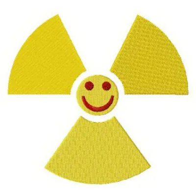 Chernobyl smile logo embroidery design showcasing a unique stitched motif for creative projects.