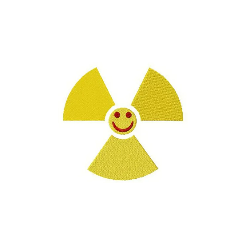Chernobyl smile logo embroidery design showcasing a unique stitched motif for creative projects.