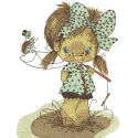 Cute little fisher girl embroidery design for baby items, showcasing a whimsical and playful stitched motif.