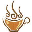 Coffee symbol 13 embroidery design showcasing a stylish coffee cup motif for stitching on various fabric items.