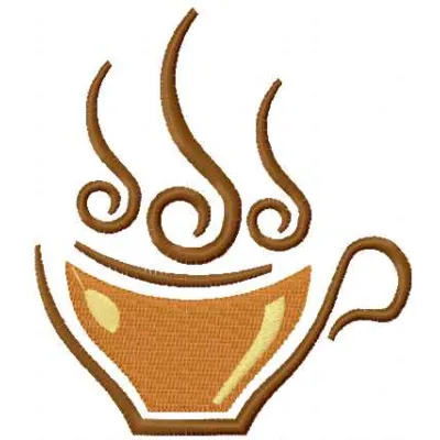Coffee symbol 13 embroidery design showcasing a stylish coffee cup motif for stitching on various fabric items.