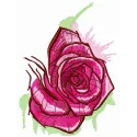 Fresh pink rose embroidery design showcasing vibrant petals, perfect for embellishing garments and home decor.