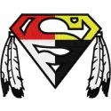 Native Superman logo embroidery design showcasing a vibrant stitched motif for crafting on apparel and accessories.
