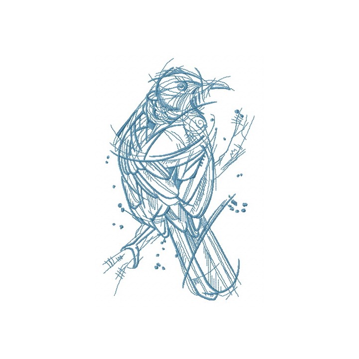 Forest bird sketch embroidery design - Embroidery Design