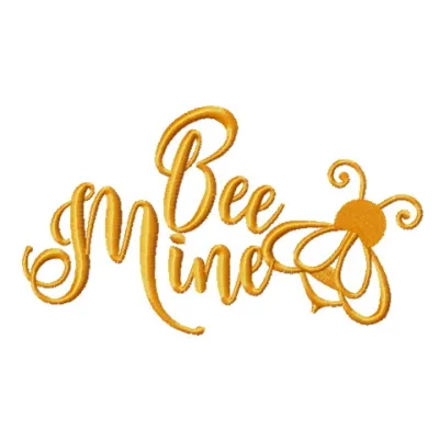 Preview of the 'Bee Mine' one color embroidery design featuring a charming quote perfect for stitching on various fabric ite…