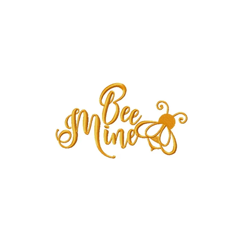 Preview of the 'Bee Mine' one color embroidery design featuring a charming quote perfect for stitching on various fabric ite…