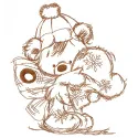Preview of a one color embroidery design featuring a Christmas bear fairy holding a heart pillow, ideal for festive projects.