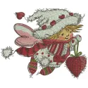 Christmas fairy embroidery design featuring a red heart, perfect for festive stitching on holiday projects.