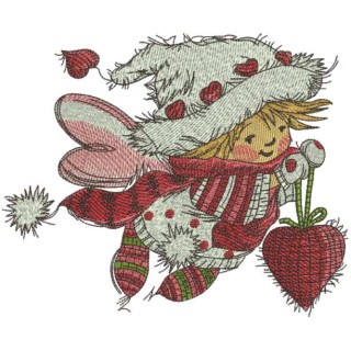 Christmas fairy with red heart embroidery design - Embroidery Design