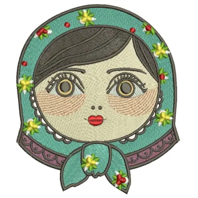 Matryoshka 2 embroidery design showcasing a colorful Russian doll motif, ideal for stitching on apparel and home decor.
