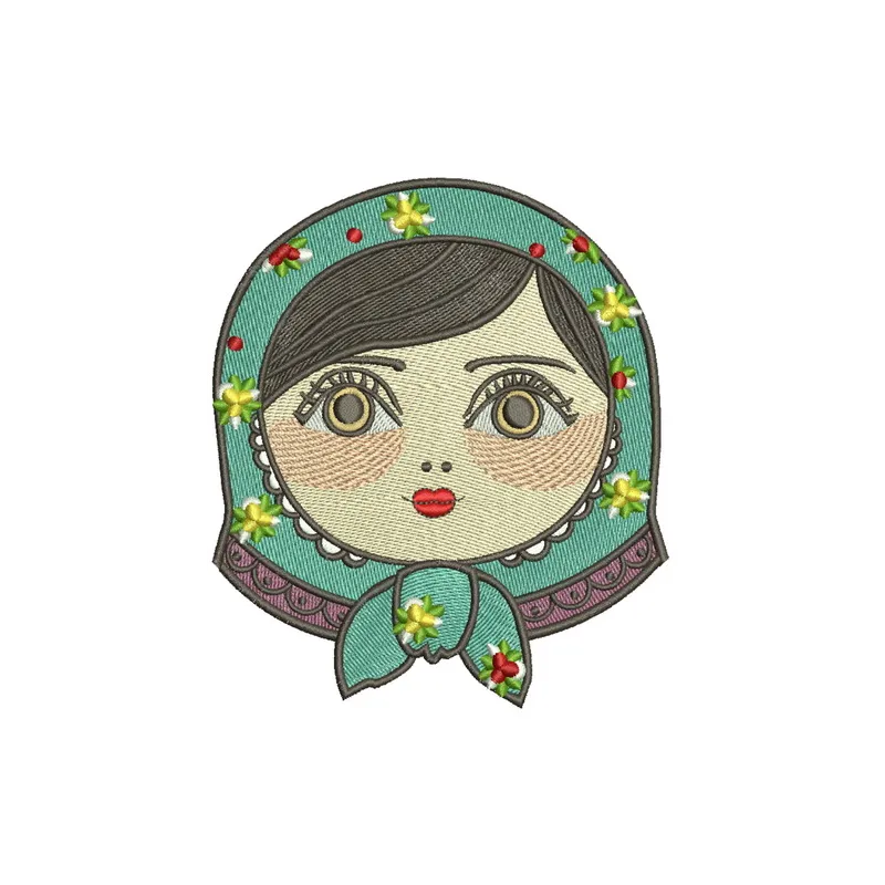 Matryoshka 2 embroidery design showcasing a colorful Russian doll motif, ideal for stitching on apparel and home decor.