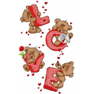 Teddy Bear love embroidery design - Embroidery Design