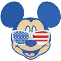 Patriotic Mickey Mouse sunglasses embroidery design featuring a playful motif perfect for festive projects.