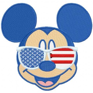 Patriotic Mickey Mouse sunglasses embroidery design - Embroidery Design