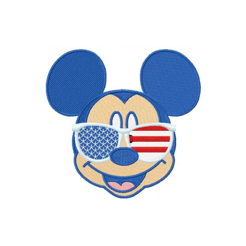 Patriotic Mickey Mouse sunglasses embroidery design featuring a playful motif perfect for festive projects.