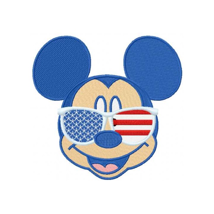 Patriotic Mickey Mouse sunglasses embroidery design - Embroidery Design