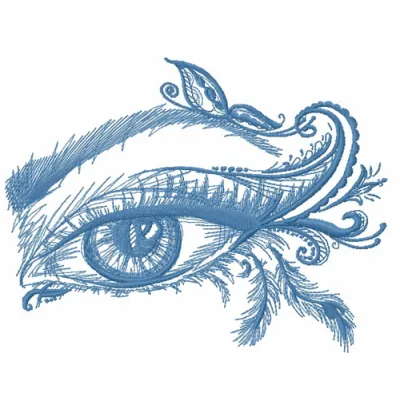 Preview of the Exotic Eye 2 embroidery design showcasing intricate details for fashion accessories.