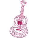 Mexican guitar embroidery design showcasing intricate stitching patterns inspired by vibrant cultural motifs.