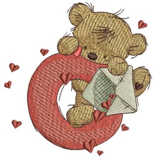 Teddy Bear with letter O embroidery design - Embroidery Design