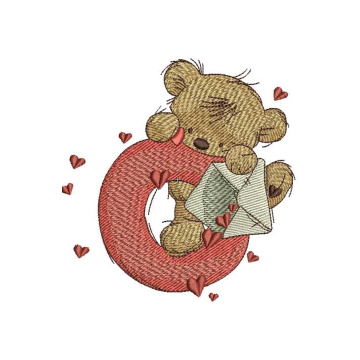 Teddy Bear with letter O embroidery design - Embroidery Design