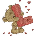 Teddy Bear embroidery design featuring the letter L, ideal for personalizing gifts and children's clothing.