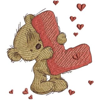 Teddy Bear with letter L embroidery design - Embroidery Design