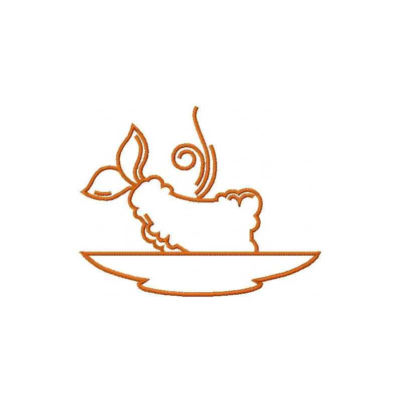 Fish tempura embroidery design showcasing intricate details, perfect for kitchen-themed projects and home decor.