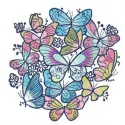 Vibrant flock of colorful butterflies embroidery design, showcasing intricate stitching patterns for creative projects.