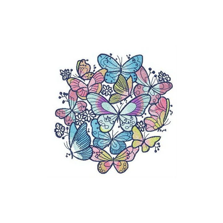 Flock of colorful butterflies embroidery design - Embroidery Design