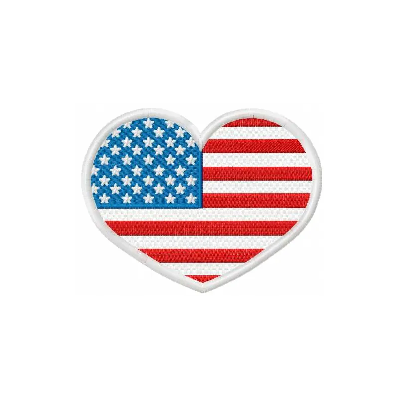 American heart 5 embroidery design featuring a patriotic heart motif, ideal for stitching on t-shirts or tote bags.